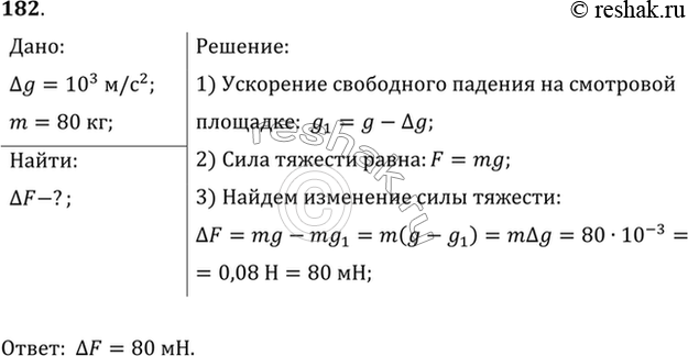 Изображение На верхней смотровой площадке Останкинской телевизионной башни ускорение свободного падения на 0,1 см/с2 меньше, чем у ее основания. На сколько уменьшается сила тяжести,...